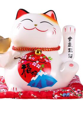 招财猫陶瓷摆件电动摇手自动招手店铺开业收银台家用客厅创意礼品