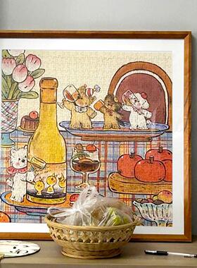 所有的烦恼说拜拜650片拼图相框配套框51*51实木画框裱框用框