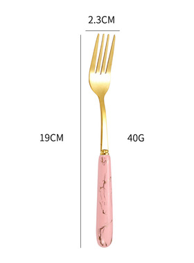 陶瓷柄不锈钢刀叉勺新款网红西餐牛排刀叉四件套大理石纹勺子餐具