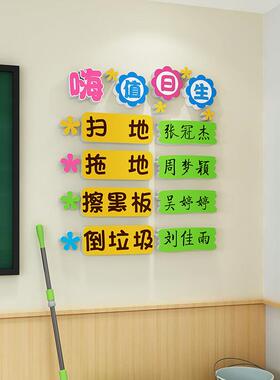班级卫生角图书角墙贴画布置环创文化墙面装饰值日生小学教室标语