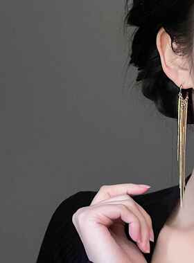 「赫拉」赵丽颖同款流苏耳环蚊香盘耳夹无耳洞女金色方圆脸耳饰
