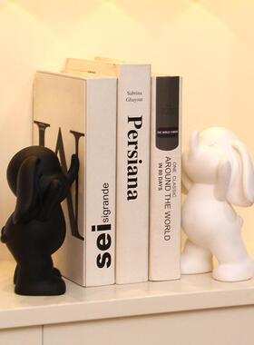 树脂摆件家居客厅玄关工艺品轻奢风书柜摆件书挡新中式抖快小爆款