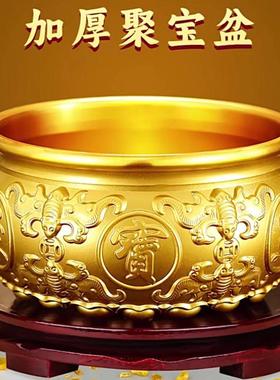 纯铜聚宝盆招财聚财摆件中式家居客厅玄关装饰工艺品大号铜缸米缸