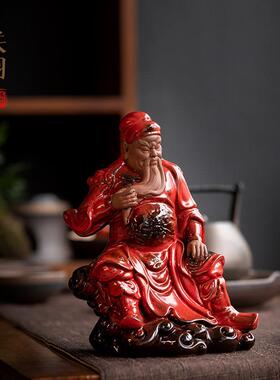 新中式陶瓷摆件文武财神关公供奉神像关二爷店铺客厅开业家居装饰