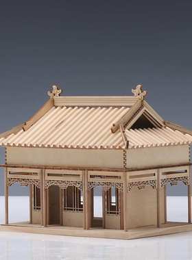 家居屋檐中式现代会客室创意木质凉亭建筑装饰品软禅意摆件客厅新