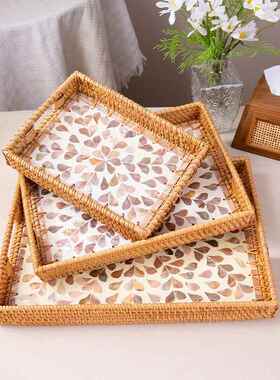 越南藤编织果筐贝壳托创盘客厅家盘用意零VEI食收纳筐馒头点心水