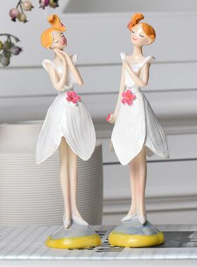 桌面摆件使白衣天坐品款花仙饰子少女手工娃娃天使女孩树脂工艺礼