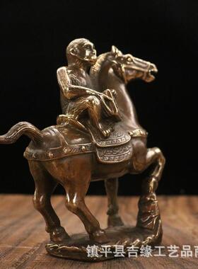 仿古铜器马上封做猴PAT朝一品仿古旧铜器家居桌装面当饰摆件