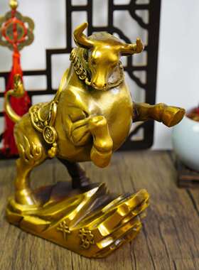 铜气牛华尔8640350街财牛生肖牛公牛冲天家居客厅办室装饰摆件源