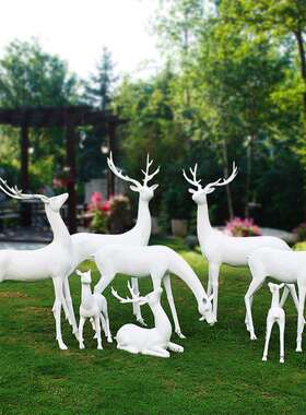 抽象梅花鹿摆件户外玻璃钢动物雕塑园林景观花园庭院房产小区装饰