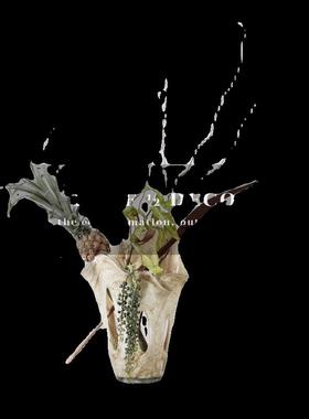 中古琉璃手工镂空花器售楼处样板间酒店餐厅创意花艺组合花瓶摆件