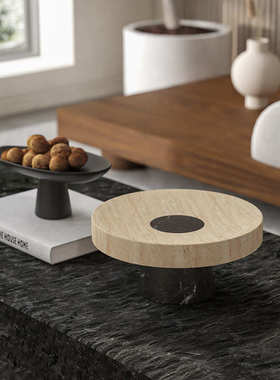 匠十三 侘寂风客厅装饰品电视柜开放格摆设原木色复古中古摆件