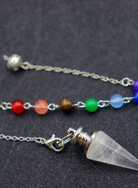 石子弹头摆紫天然六角灵摆子弹吊坠摆链圆锥7水晶柱灵坠灵色柱角