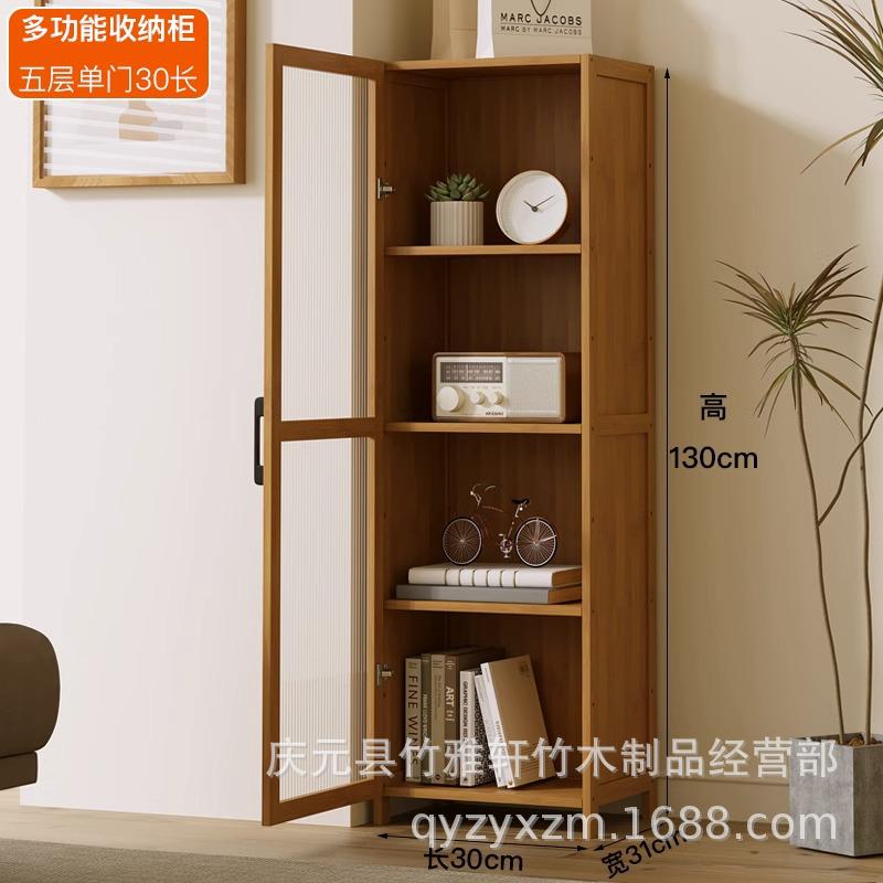 书柜物玻璃门柜奢收纳储物柜书架北欧落地组合展示现代置柜书橱轻 - 图0