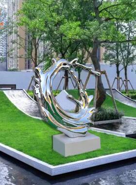 定制不锈钢景观波浪雕塑水景工艺品房地产酒店园林波浪装饰品摆件