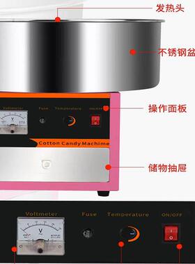 棉花糖机器商用流动摆摊全自动花式制作拉丝彩色果味网红棉花糖机