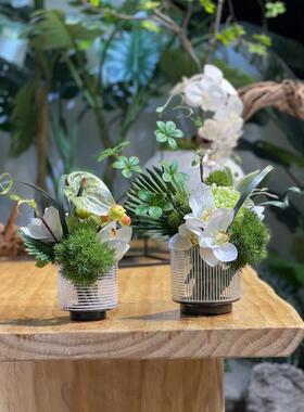 简约仿真绿色葱球桌花卫生间样板房软装小型茶几花艺饰品摆件高端