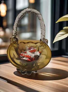 创意简约琉璃果盘客厅插花干鲜花水培家居装饰品
