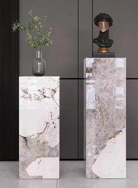 岩板摆台客厅电视柜旁边落地摆件进门玄关雕塑大理石底座饰品花架