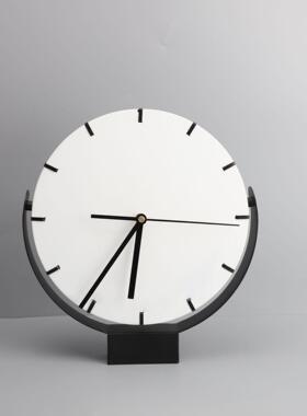 北欧金属黑白拼接表摆件样板房售楼部卧室客厅桌面玄关软装饰品