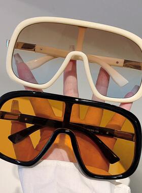 2025新款大框一体片欧美风时尚墨镜高级感休闲男女同款防风太阳镜