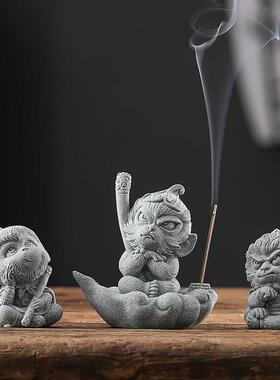 创意青砂石国潮风齐天大圣孙悟空园艺鱼缸造景桌面茶宠装饰品摆件