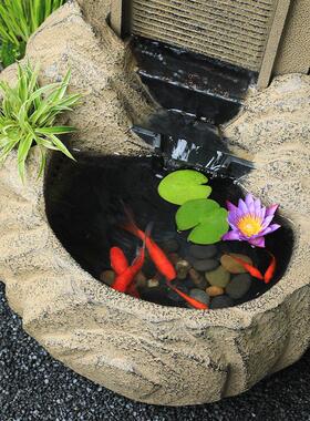 新中式厅室内循水落地摆件景院观装饰IEQ户外庭客阳环台流水鱼池