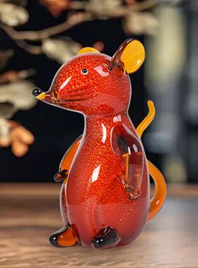 大师款创意琉璃生肖老虎工艺品摆饰客厅酒柜博古架家居装饰品摆设