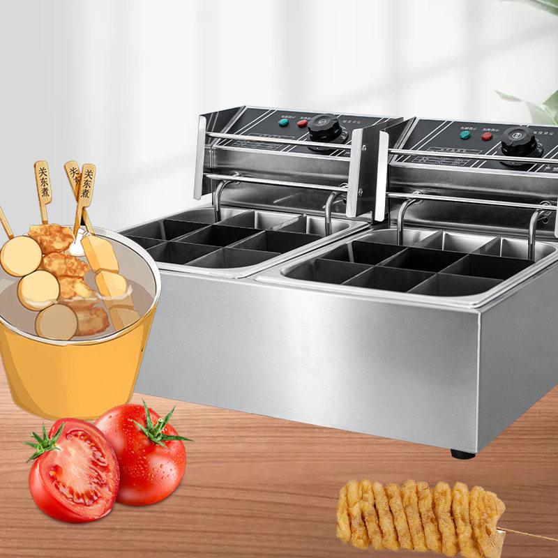 Decheng Western Kitchen Double Basin Oden Cooking Machine Commercial 18-grid Spicy Spicy Hot and Spicy Machine Electric Oden Cooking Equipment