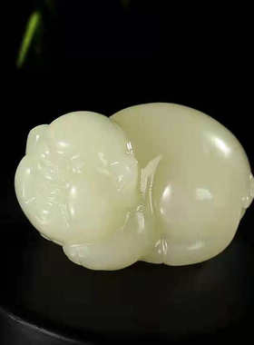 批发冰种阿富汗玉龙柱手把件男士貔貅 白菜青白玉手玩件把玩件