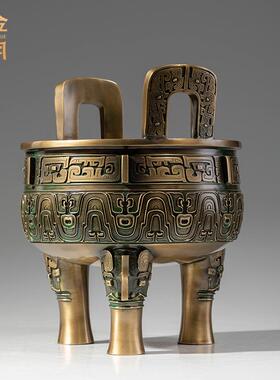 铜艺坊鼎盛千秋铜鼎摆件聚财纳福铜鼎摆件大堂客厅装饰铜鼎工艺品