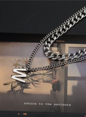 ins日韩掉色钛钢字母项链项链