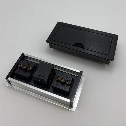 铝合金台面办公会议桌线盒信息电源插板桌面插座面板嵌入式多功能 - 图1