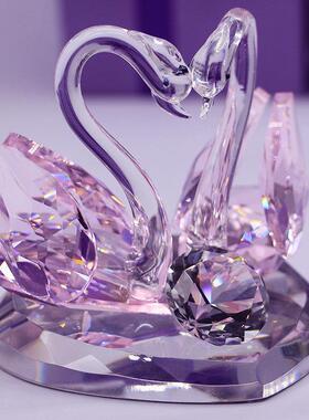 创意水晶天鹅新居结婚送礼品礼物新婚客厅电视酒柜摆件家居装饰品