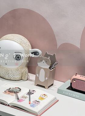 大眼绵羊卡通摆件趣味儿童房软装饰品样板房间桌面彩绘本复古音响