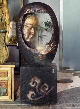 2026佛像流水喷泉新中式禅意居家装饰室内造景客厅循环水招财落地