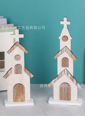 跨境热销-居工件艺品摆圣诞节派对门廊装饰用品家圣摆诞木屋饰