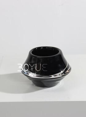轻奢现代黑色琉璃高档花瓶插花装饰家居样板间桌面软装设计摆件