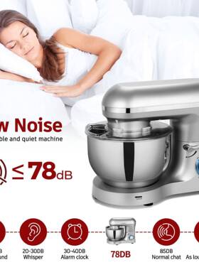 Standmixer220V跨境家用6L厨师机银色台式和面揉面机食品搅拌机