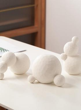 法式ins白色花瓶陶瓷摆件干花插花创意轻奢高档家居玄关酒柜摆设