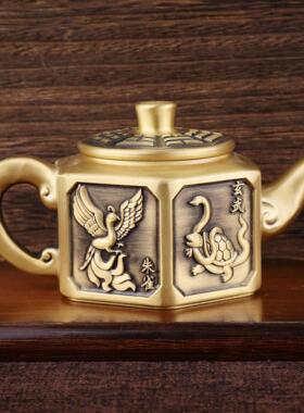 祥韵128黄铜四神兽茶壶大龙凤呈茶壶山水茶壶福茶壶渔翁壶百福茶