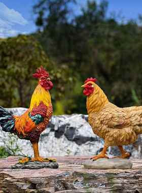 户外动物雕塑花园草坪大公鸡造景装饰仿真公鸡摆件生肖鸡模型母鸡