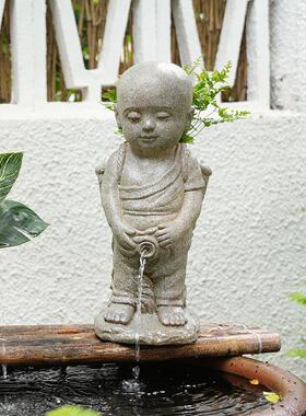 水磨坊庭院花园尿尿童子景观装饰创意撒尿小孩流水摆件循环水招财