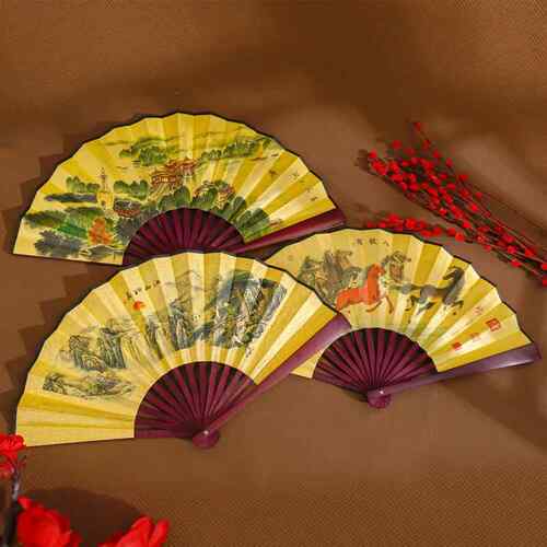 扇子中国古风寸男士折扇绢布礼品广告男扇可雕刻logo折叠扇 - 图1