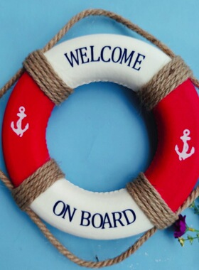 地中海装饰挂件品游泳圈风格酒吧餐厅壁海洋救生圈面儿童房背景墙