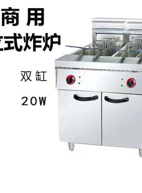 商用立式电炸炉餐饮厨房设备电炸锅双缸双筛大容量薯条炸鸡油炸锅