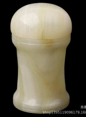 阿富汗缠丝玉牙签筒 家居摆设玉雕工艺品玉石牙签盒桌面摆件