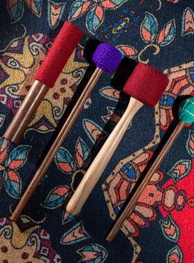 纯手工满月颂钵敲棒钵锤音钵棒槌尼泊尔配件羊毛毡棉布棒颂钵敲棒