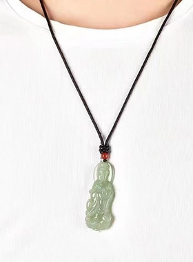 大号和田玉观音玉吊坠单手持瓶站立菩萨玉坠 玉石挂件玉佩玉器