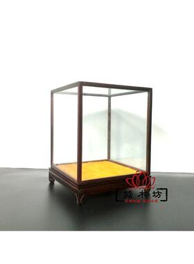 红酸枝红木底座古董工艺品玻璃罩佛像宝笼佛龛展示盒防尘罩可定做